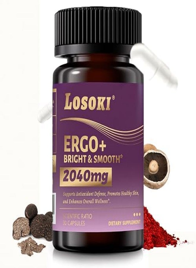 Losoki Ergothioneine Supplement – Ergo+ 2040 mg – with Spermidine, Astaxanthin & Black Truffle – Supports Firm, Hydrated Skin & Hair & Nails – Anti Aging Supplement- 30 Capsules - Image 1