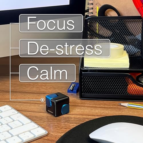 bopster Metal Fidget Spinner Cube Black Blue Anodised Aluminium Sensory Toy for Stress Relief, Focus & Anxiety Perfect for ADHD, Autism, Office Desk Toy, & Birthday Gift for Teens, Kids & Adults - Image 5