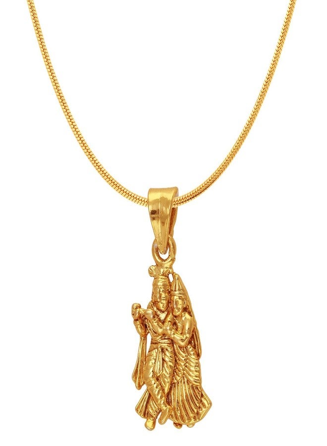 Mahi Exa Collection Radha Krishna Gold Plated Religious God Pendant with Chain for Men & Women PS6012004G - Image 1