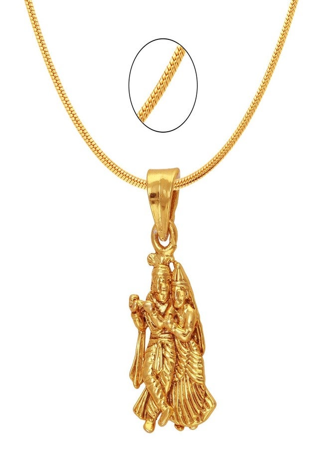 Mahi Exa Collection Radha Krishna Gold Plated Religious God Pendant with Chain for Men & Women PS6012004G - Image 2