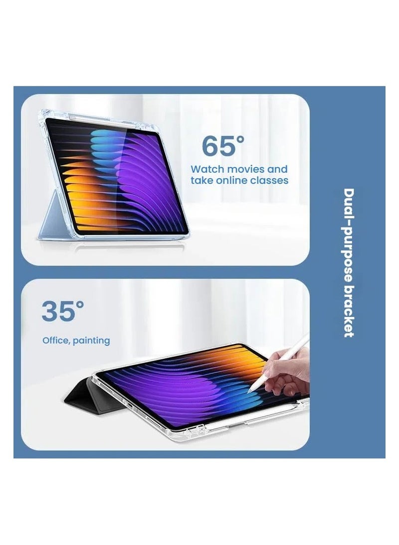 VKL Case Compatible with Xiaomi Redmi Pad 2 11-inch (2025) Tablet, Trifold Stand Shell with Pencil Holder,Leather Clear Back Cover with Automatically Wake Up Sleep (Black) - Image 2