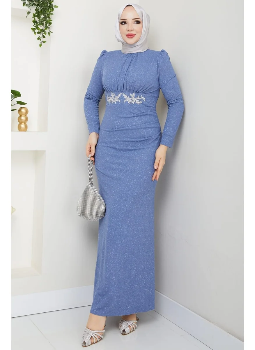 Esilanur Bahar Hijab Evening Dress Baby Blue