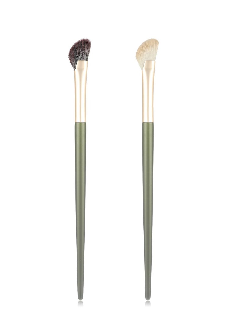 KASTWAVE فرشاة تحديد الأنف بزاوية 2 قطعة، فرشاة ظل الأنف نصف مروحة، فرشاة مروحة ناعمة للوجه، فرشاة خافي العيوب، فرشاة أحمر الخدود تحت العين، فرشاة هايلايتر لدمج مستحضرات التجميل السائلة والكريمة والبودرة - Image 1