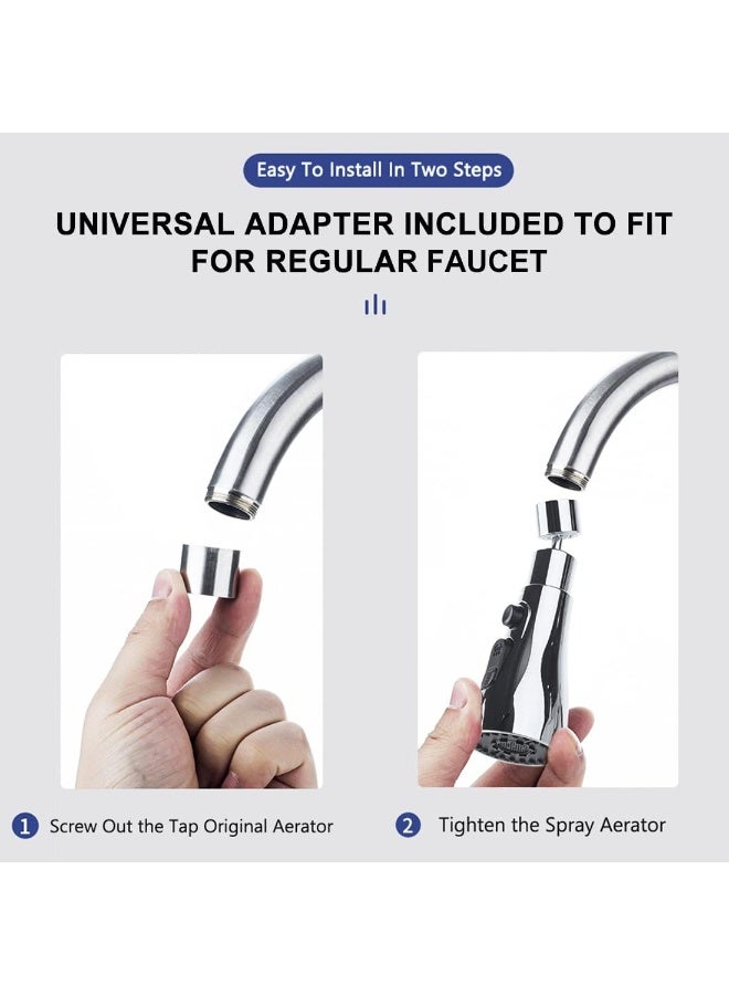 رأس رش قابل للسحب لصنبور المطبخ، مهوية صنبور دوارة 360 درجة، فوهة رش معتمدة بثلاث وظائف، رأس صنبور حوض بديل متوافق مع موين، دلتا، كولر، نيكل مصقول - Image 5