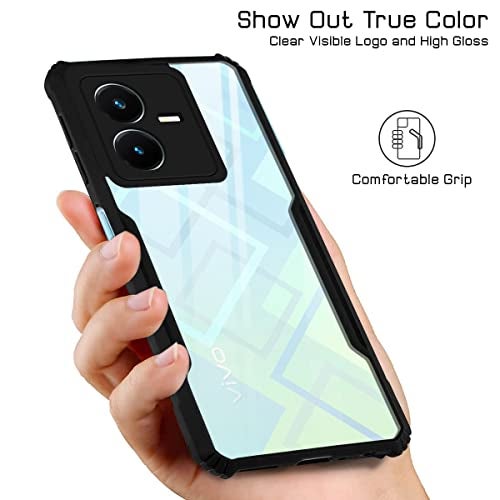 Jkobi Back Cover Case for VIVO Y22 (Crystal Glass Back | Camera Protection | Shockproof Bumpers | Professional Black) - Image 3