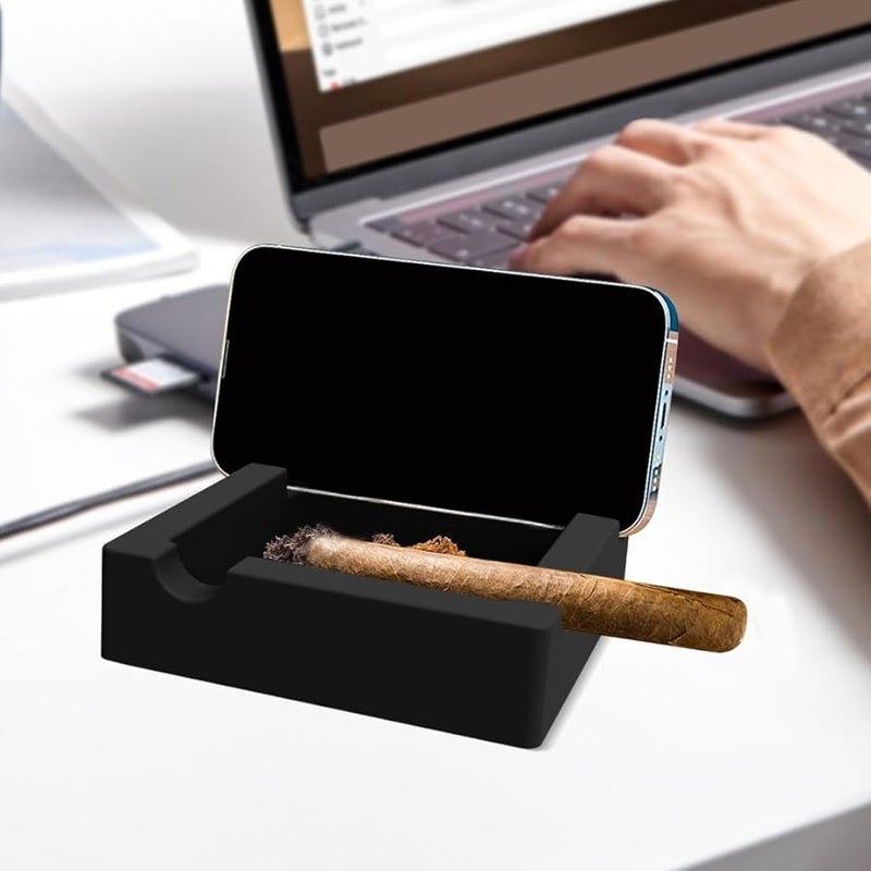 Navy Blue Silicone Ashtray Dock Compact Washable For Car And Office - Image 4