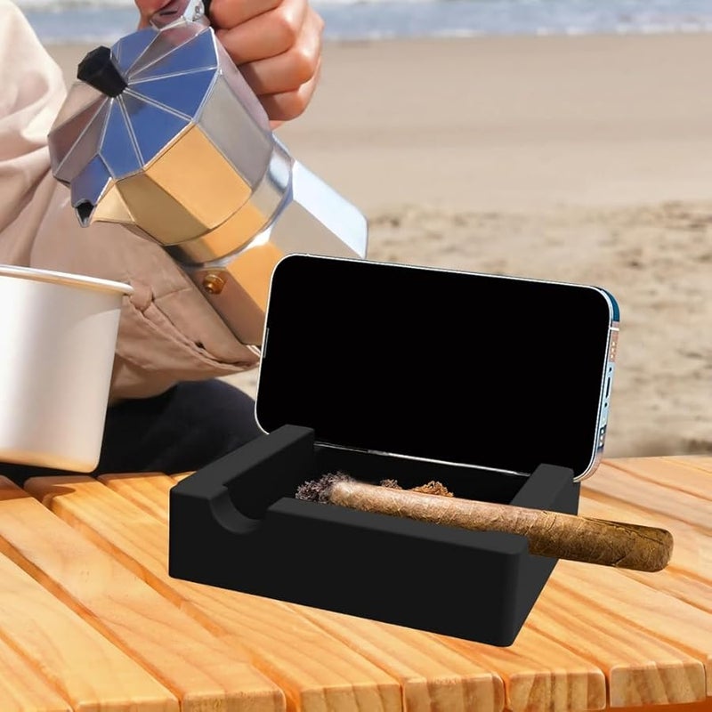 Navy Blue Silicone Ashtray Dock Compact Washable For Car And Office - Image 5