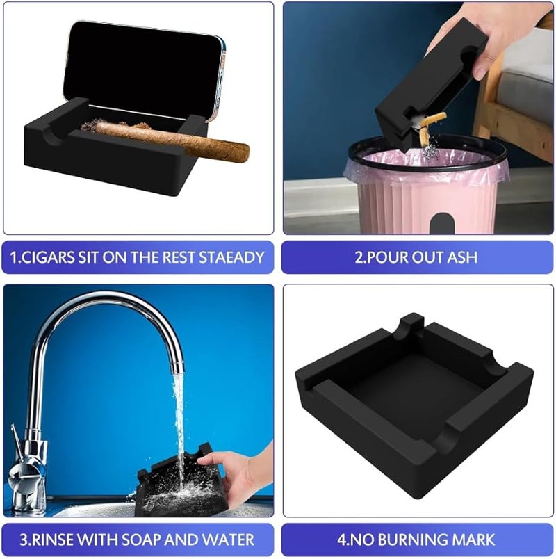 Navy Blue Silicone Ashtray Dock Compact Washable For Car And Office - Image 3