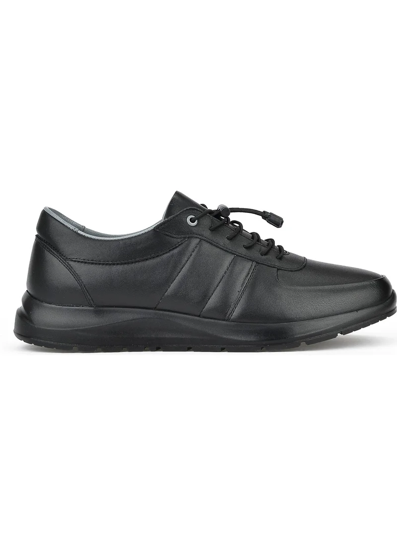 Ziya , Men's Genuine Leather Sneaker 1311013 S08 Black