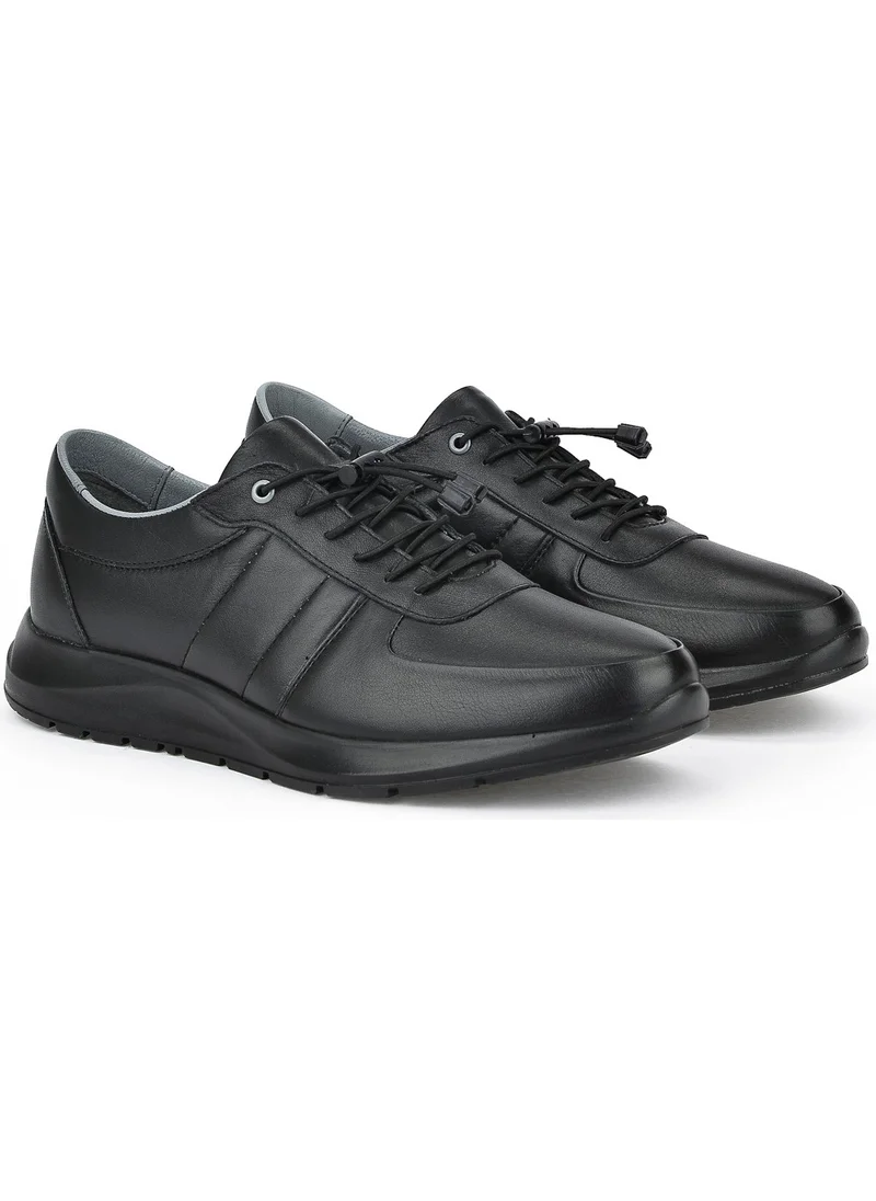 Ziya , Men's Genuine Leather Sneaker 1311013 S08 Black