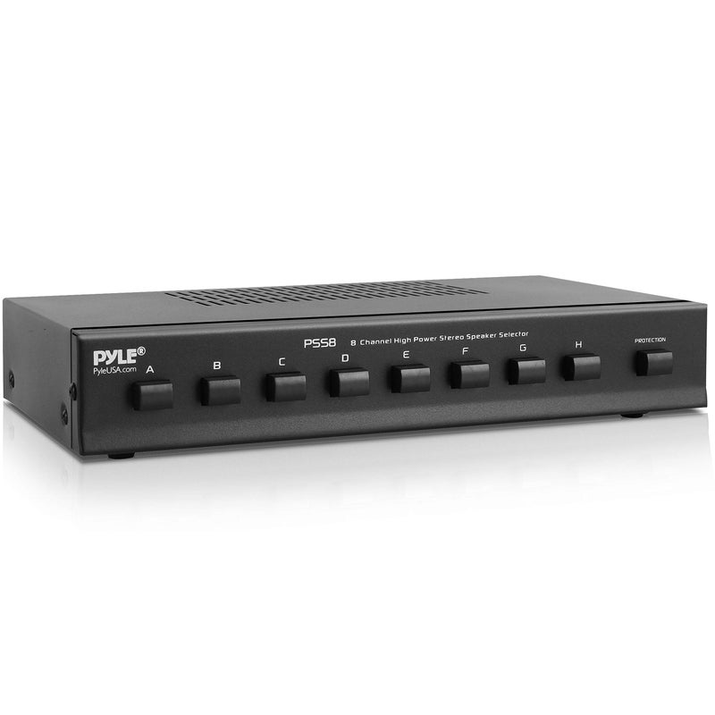 Pyle Premium New and Improved 8 Zone Channel Speaker Switch Selector Switch Box Hub Distribution Box for Multi-Channel High Powered Stereo Amplifier A/B/C/D Switches | 6 Pairs Of speakers - PSS8 - Image 1