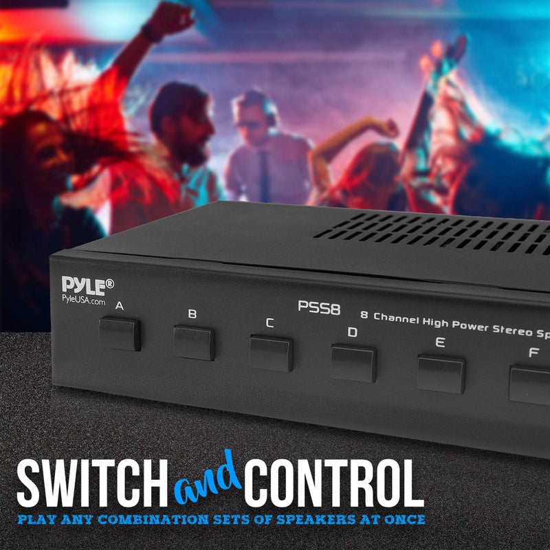 Pyle Premium New and Improved 8 Zone Channel Speaker Switch Selector Switch Box Hub Distribution Box for Multi-Channel High Powered Stereo Amplifier A/B/C/D Switches | 6 Pairs Of speakers - PSS8 - Image 5