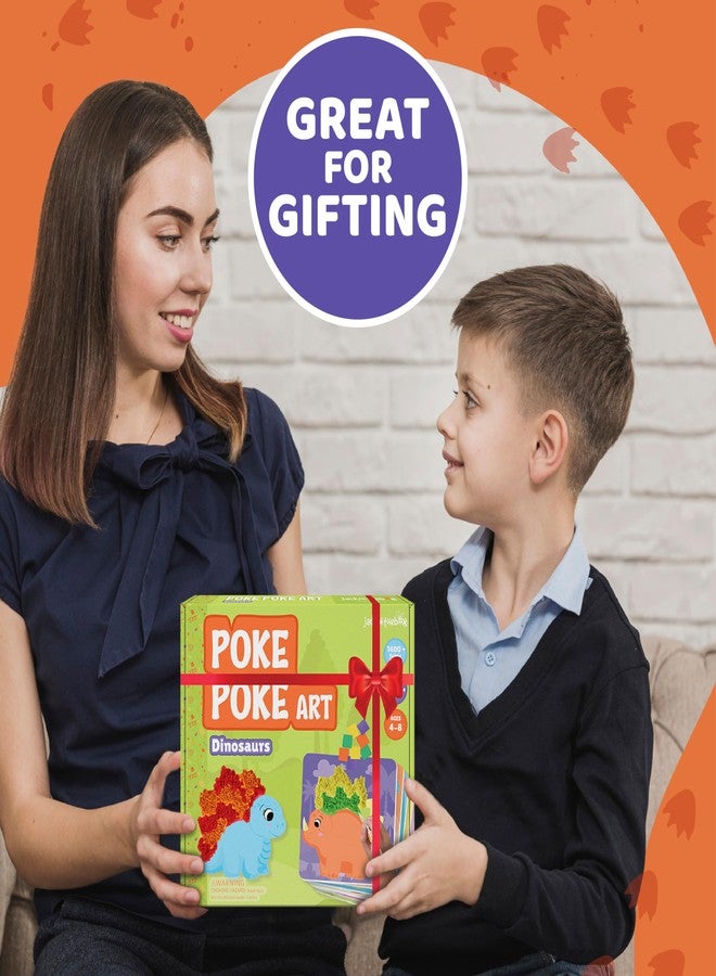 jackinthebox Poke Poke Art - Dinosaur Theme Like Triceratops Dino, Stegosaurus Dino, Dilophosaurus Dino, Spinosaurus Dino, Mess-Free Sewing Art for Kids, Toys for Girls and Boys Ages 4 5 6 7 8 - Image 3