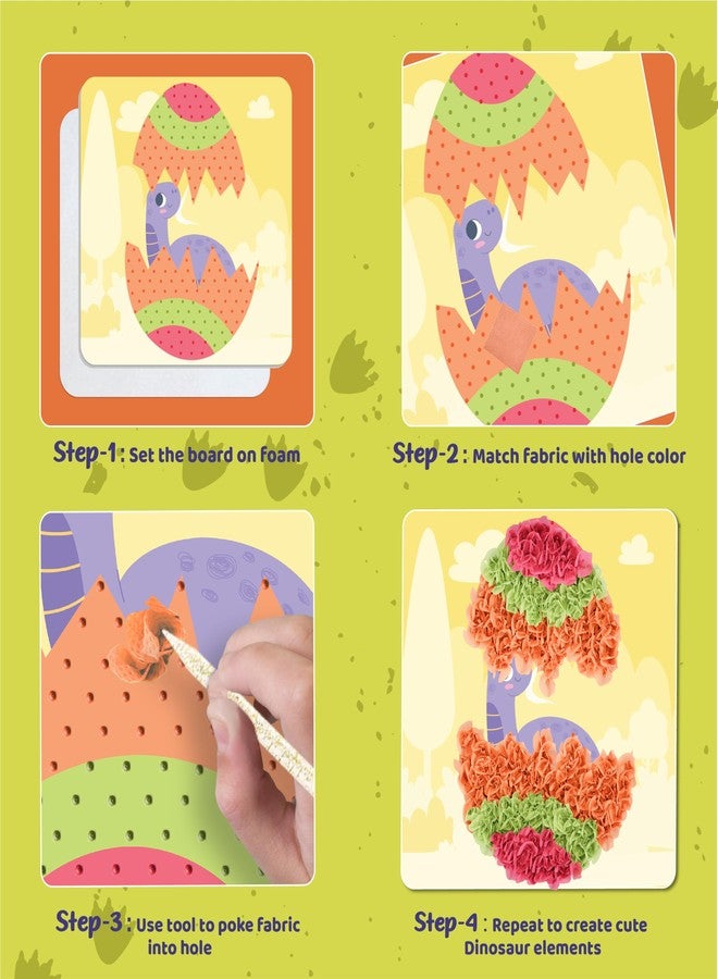 jackinthebox Poke Poke Art - Dinosaur Theme Like Triceratops Dino, Stegosaurus Dino, Dilophosaurus Dino, Spinosaurus Dino, Mess-Free Sewing Art for Kids, Toys for Girls and Boys Ages 4 5 6 7 8 - Image 5
