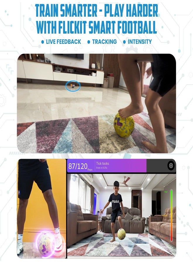 FLICKIT Smart Football Size 4+ Foldable Mobile Holder | AI-Enabled Ball with App Tracking & Universal Metal Stand | Skill Training & Video Viewing Combo for Athletes, Coaches & Kids (4) - Image 4