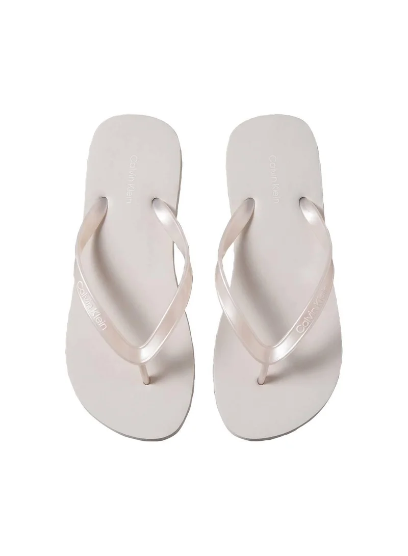 CALVIN KLEIN Silver Arwa - Metallic Pearlised Flip Flops for Women | Best Price UAE