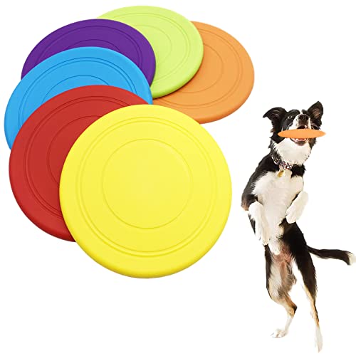 Bvrbaory 6 Pack Dog Flying Discs Interactive Soft Floating Saucer for Small Medium Dogs Safe on Teeth - Image 1