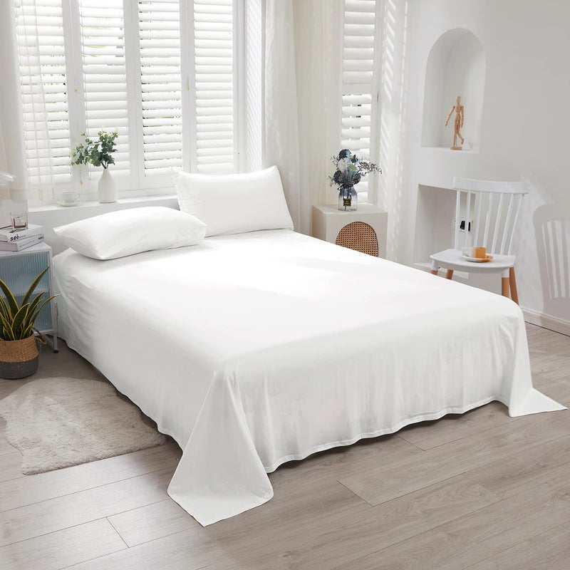 LIFETOWN LIFETOWN 100% Jersey Knit Cotton Bed Sheet Ultra Soft T-Shirt Feel Bedding Sheet 1 Piece Flat Sheet Breathable Wrinkle-Free (White  King)  - Image 3
