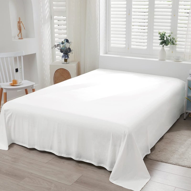 LIFETOWN LIFETOWN 100% Jersey Knit Cotton Bed Sheet Ultra Soft T-Shirt Feel Bedding Sheet 1 Piece Flat Sheet Breathable Wrinkle-Free (White  King)  - Image 5