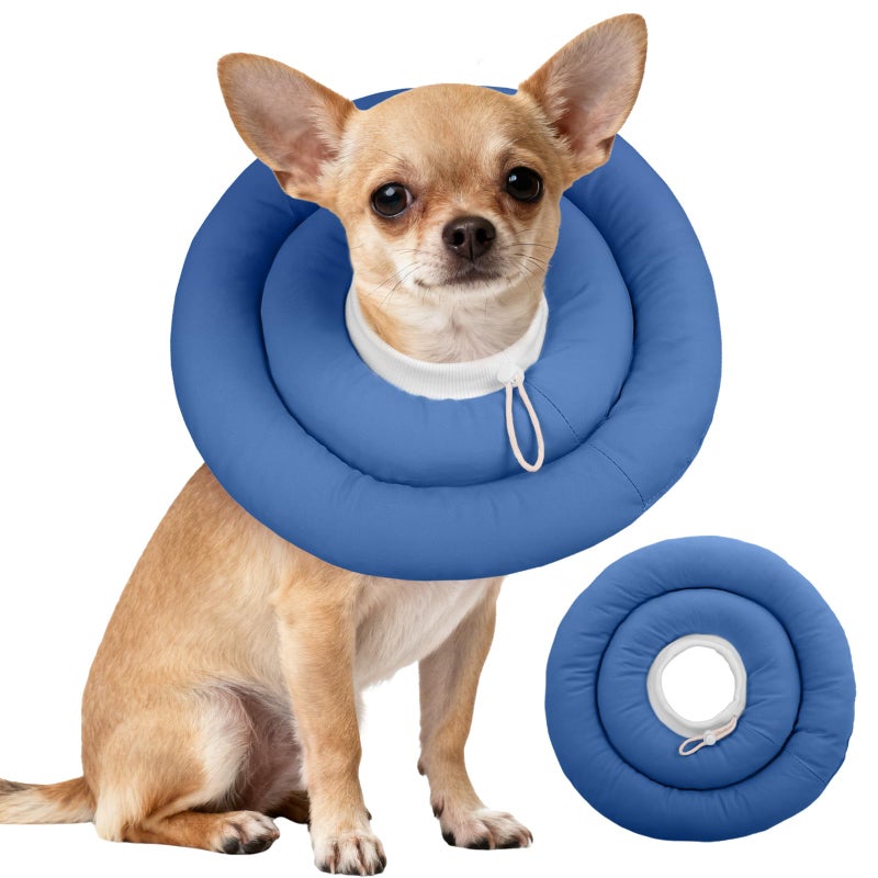 IDOMIK Dog Recovery Collar, Waterproof Soft Dog Cone After Surgery, Comfy Protective Elizabethan Collar Alternative for Dogs Cats, Adjustable Pet Neck Donut Cone Anti-Licking Biting Wounds,Navy,S - Image 1