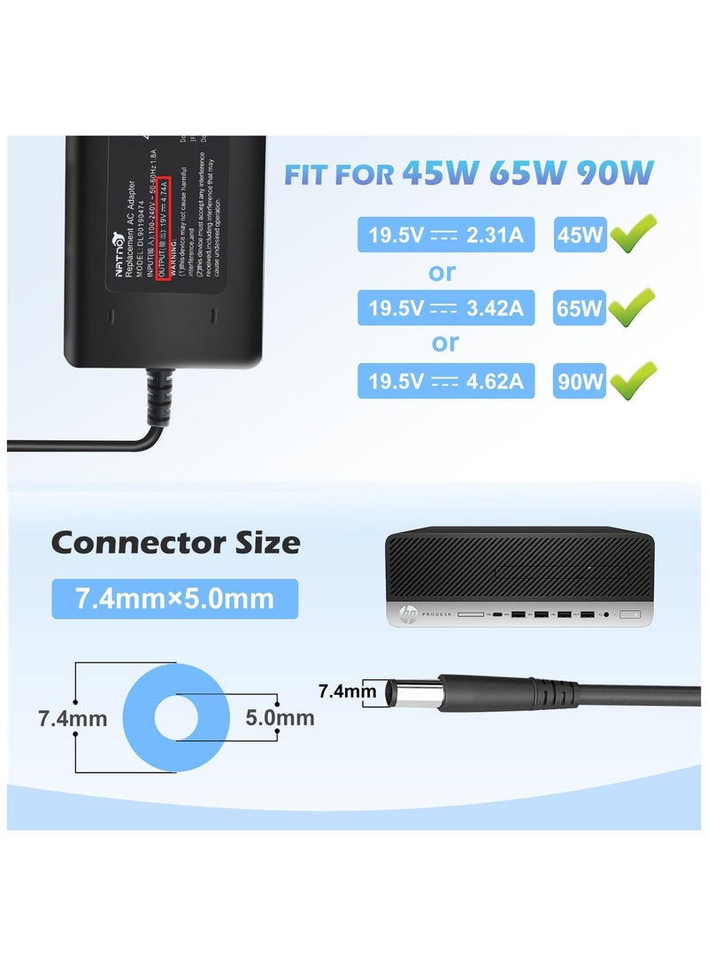 90W 65W Power Supply for HP ProDesk 600, EliteDesk 800, Omni 120 All-in-One, Slimline 260, AC Adapter Charger for Mini Desktop PC - Image 4