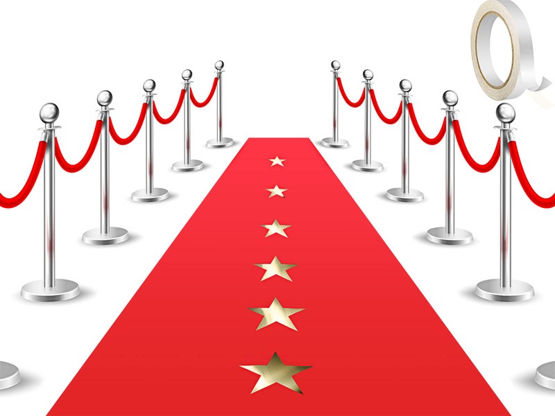 سجادة شابي للركض للحفلات غير قابلة للانزلاق حمراء ممر سجادة مع شريط سجادة 60 GSM 20 قطعة من نجوم الذهب للزينة حفلة تخرج فيلم ديكور باب المرحلة VIP زفاف 39 × 30 قدم