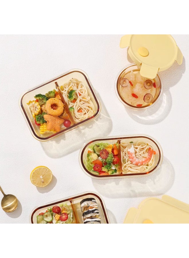 Cilock Heat-resistant Glass Lunch Box For Office Workers, Microwave Heating Special Bento Box, Sealed Rectangular Three-compartment Storage Box - Image 4