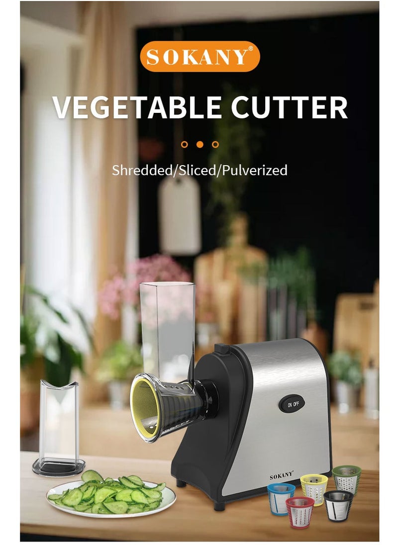 sokany - Electric Cheese Grater, 1000W Electric Slicer Chopper, Multi Grater, Fruit Cutter, Vegetable Slicer, Shredder, Food Processor with 5 Blades Set SK-1178 Black - Image 1
