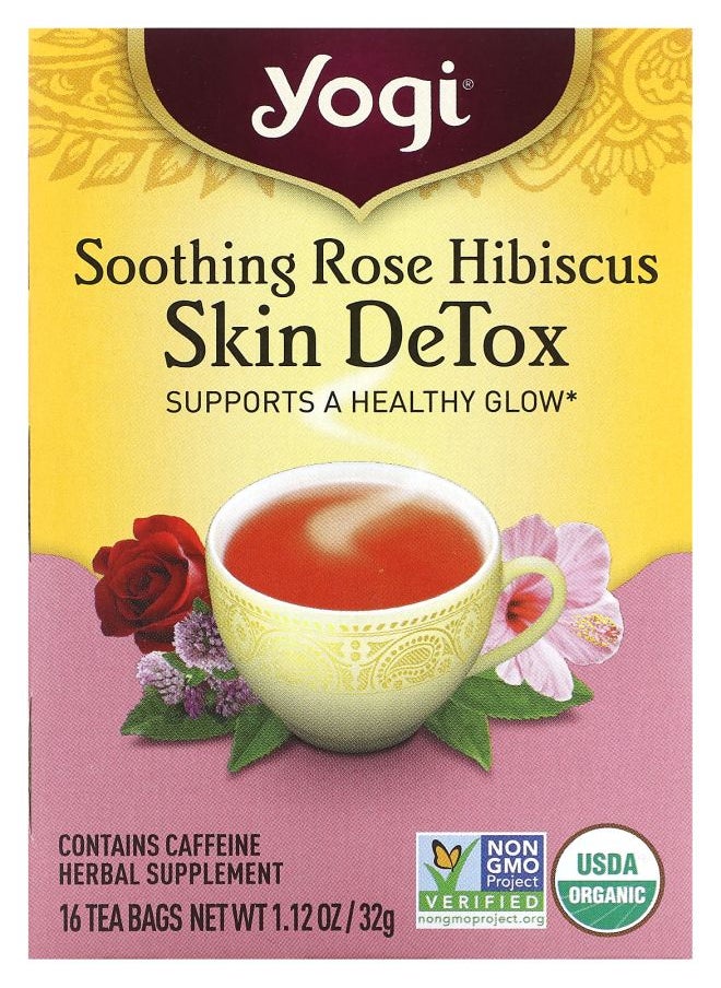 Yogi Tea - Skin DeTox Soothing Rose Hibiscus 16 Tea Bags 1.12 oz (32 g) - Image 1