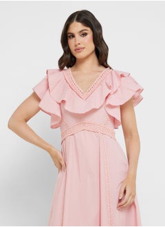 Frock and Frill Embellished Ruffles Midi Dress  - Image 3