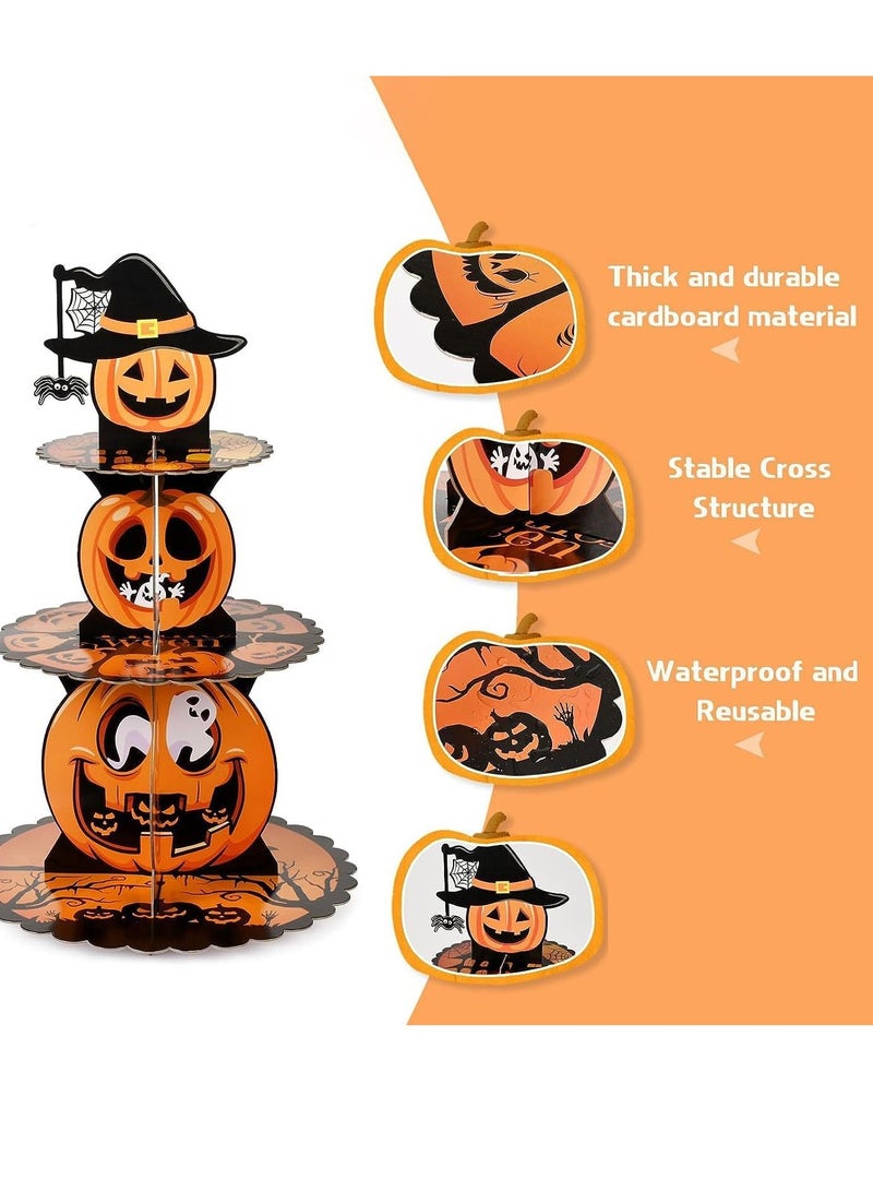 2-Pack Cupcake Stand Set, 3-Tier Cardboard Cupcake Tower, Holds 24 Cupcakes, Dessert Stand, Perfect for Birthday Baby Shower Party Decoration Halloween - Image 2