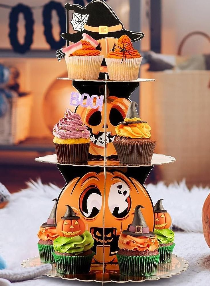 2-Pack Cupcake Stand Set, 3-Tier Cardboard Cupcake Tower, Holds 24 Cupcakes, Dessert Stand, Perfect for Birthday Baby Shower Party Decoration Halloween - Image 4