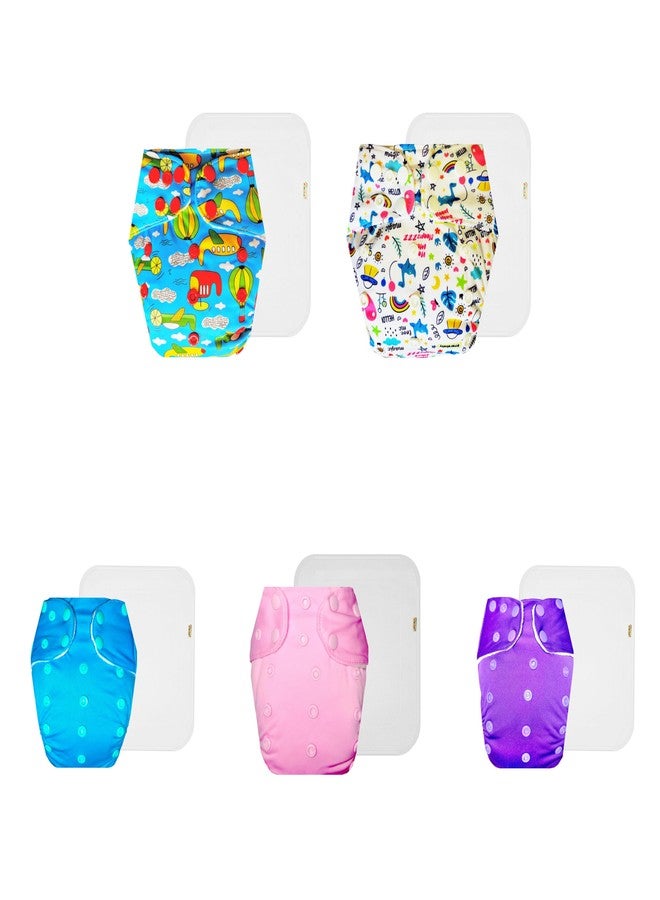 حفاضات دمبلدو القماشية الممتازة مع حشوة قطنية (عبوة من 5) | شعور بالجفاف والراحة | وسادة ماصة من 6 طبقات | سهلة التنظيف | مثالية للأطفال الصغار | من 3 أشهر إلى 3 سنوات | للجنسين - Image 1