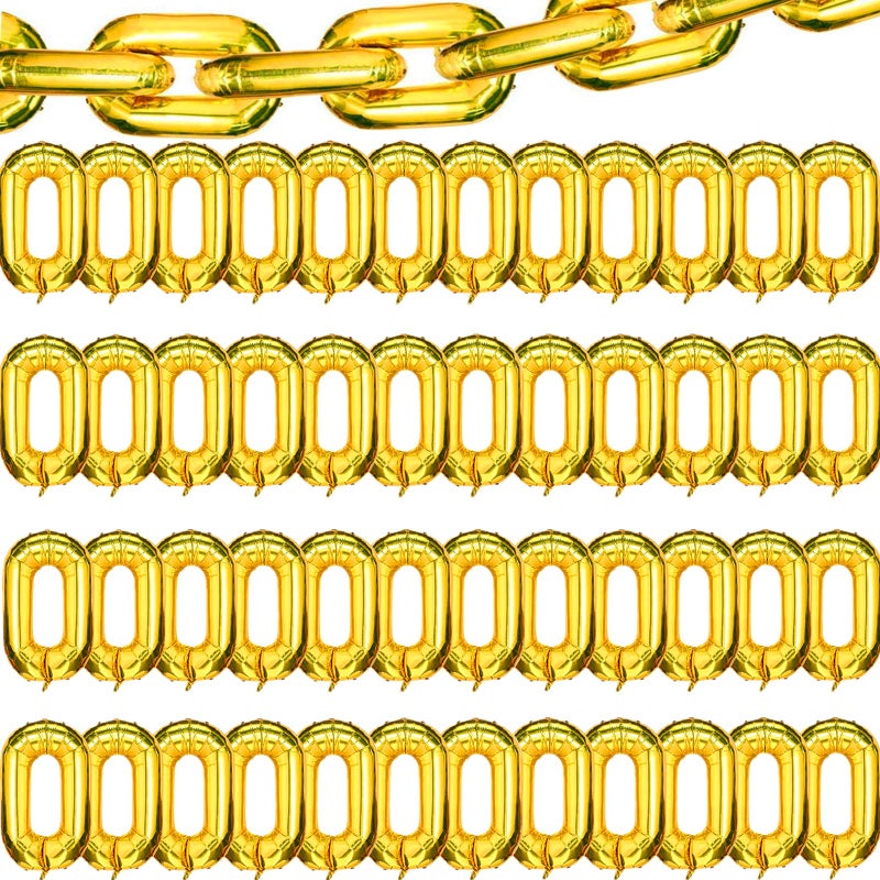 Virtue Morals 48 Pcs 16 Inch Gold Foil Chain Balloons Jumbo Chain Balloons for 80s 90s Party Decorations - Image 3