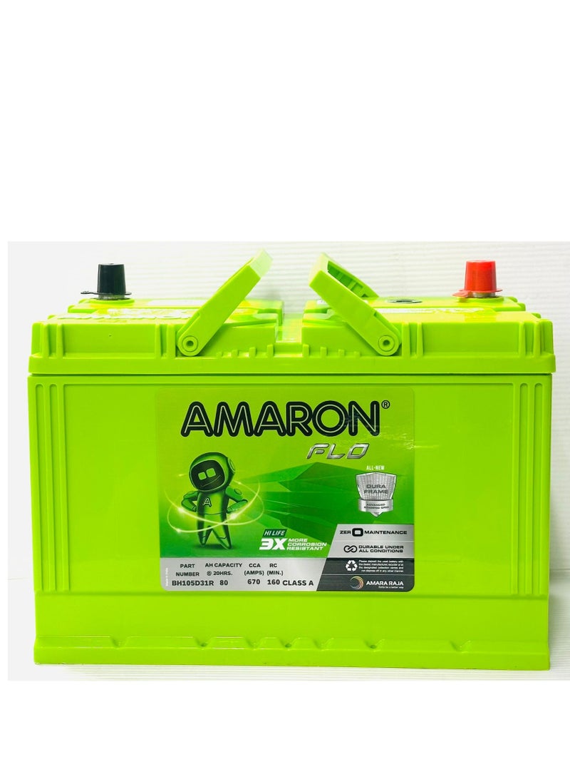 Amaron - Car Battery 12V 80AH 105D31R-MF R-Layout - Image 1