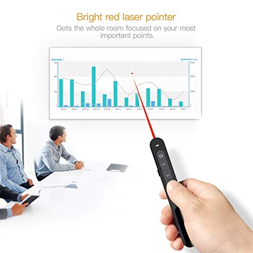 COOLCOLD Laser Pointer | Up to 20m Wireless Range | Wireless Presenter for Presentation, Slide Changer, USB Power Point Remote Control Pen PPT Controller with Clip | Black - 1 Year Warranty - Image 3