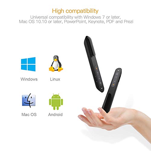 COOLCOLD Laser Pointer | Up to 20m Wireless Range | Wireless Presenter for Presentation, Slide Changer, USB Power Point Remote Control Pen PPT Controller with Clip | Black - 1 Year Warranty - Image 5