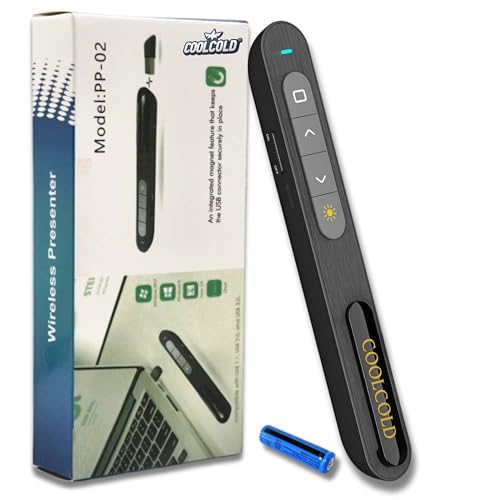 COOLCOLD Laser Pointer | Up to 20m Wireless Range | Wireless Presenter for Presentation, Slide Changer, USB Power Point Remote Control Pen PPT Controller with Clip | Black - 1 Year Warranty - Image 1