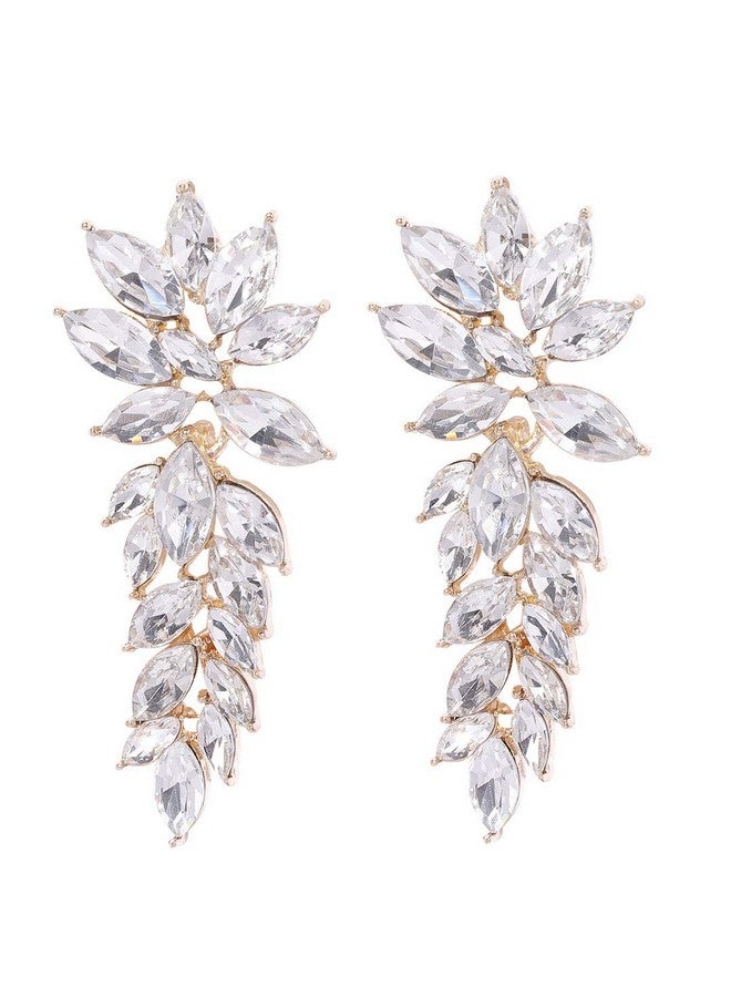 YouBella Jewellery Gifts Stylish Latest Western Ear rings Gold Plated Crystal Earrings for Girls and Women (White) - Image 1