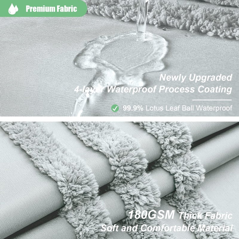 Dynamene Gray Fabric Startain Suffted Chenille Stringed Screed Screens Sertains for Bathroom Boho Farmhouse Right - Image 2