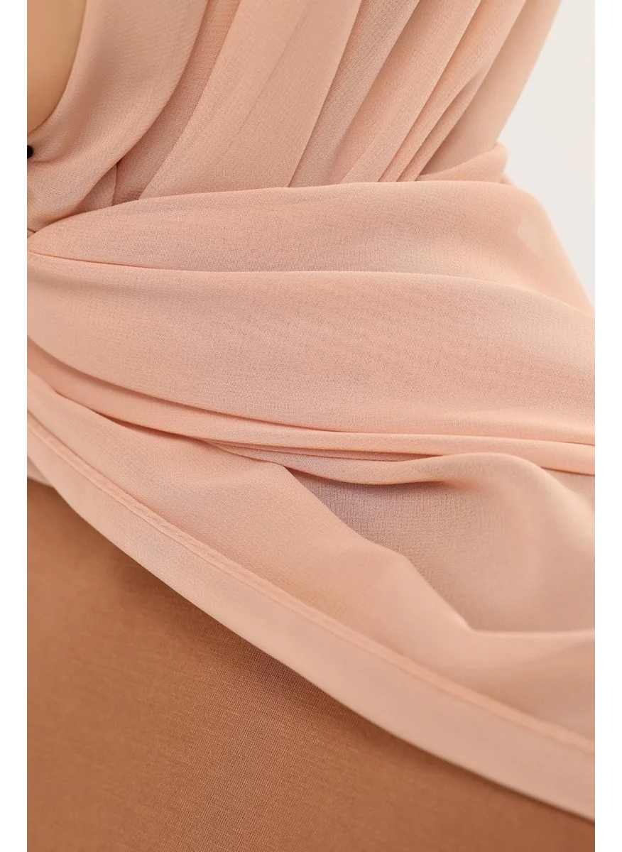 التوبة Ready Practical Luxury Snap-on Elastic Bonnet Chiffon Shawl