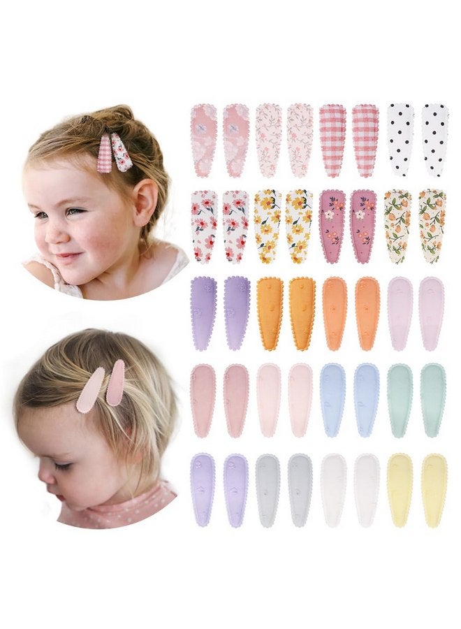 Yanwenx 40 Pcs Girl Hair Clips Floral Print Toddler Hair Clips Non Slip Wrapped Snap Hairpins for Kids Barrettes Hair Accessories for Baby Toddler Girls（Pink） - Image 1