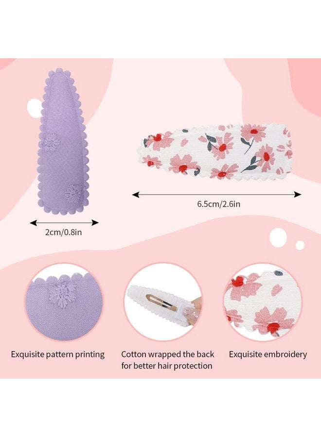 Yanwenx 40 Pcs Girl Hair Clips Floral Print Toddler Hair Clips Non Slip Wrapped Snap Hairpins for Kids Barrettes Hair Accessories for Baby Toddler Girls（Pink） - Image 2