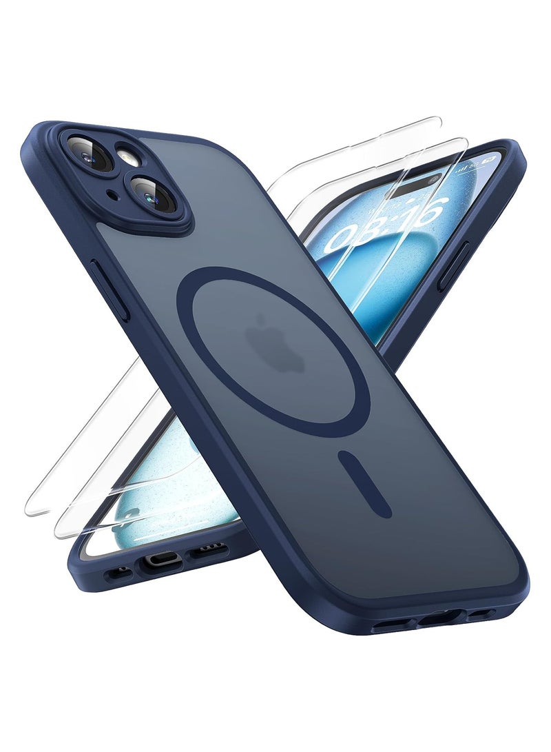 ELTRAZONE 3 in 1 Magnetic for iPhone 15 Case, Upgraded [Full Camera Protection] [Compatible with Magsafe] [15FT Military Grade Protection] Bumper for iPhone 15 6.1 Inch, Blue - Image 1