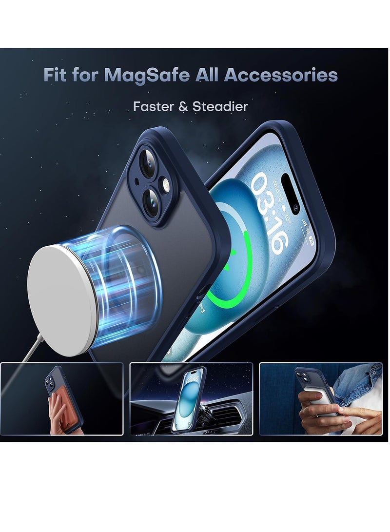 ELTRAZONE 3 in 1 Magnetic for iPhone 15 Case, Upgraded [Full Camera Protection] [Compatible with Magsafe] [15FT Military Grade Protection] Bumper for iPhone 15 6.1 Inch, Blue - Image 3