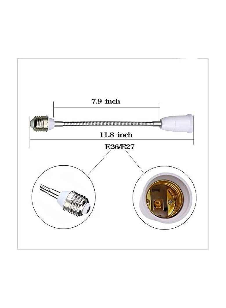 erorex Light Socket Extender Adapter,E26 to E26 Socket Extender, 30CM/12 Inch Extension,Bendable Flexible Gooseneck Adjustable Extension Socket Extender Adaptor (2-Pack) - Image 2