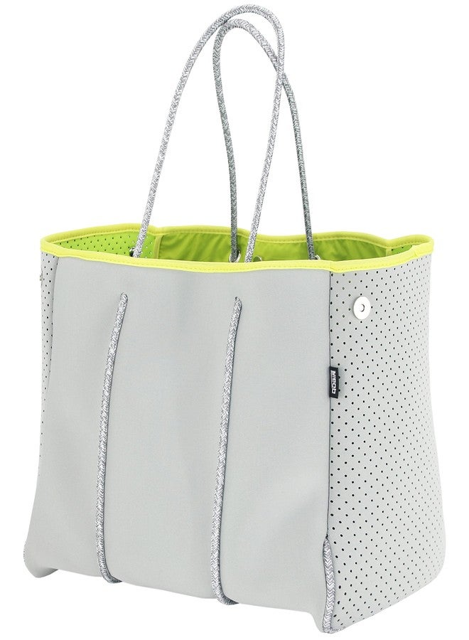 QOGiR Neoprene Multipurpose Beach Bag Tote with Inner Zipper Pocket (Light Grey, X-Large) - Image 1