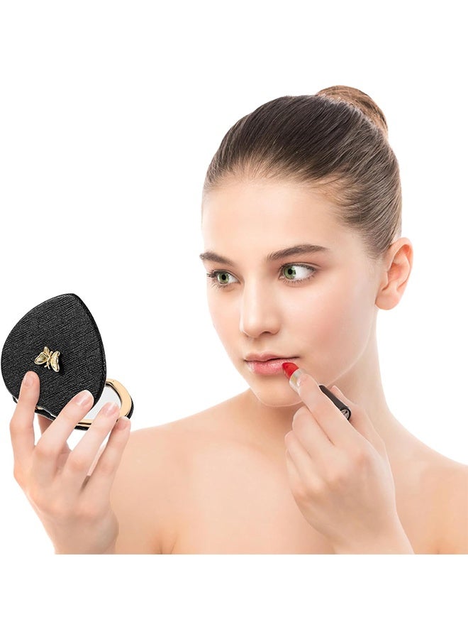 Heart Shaped Double-Sided 1X/2X Magnifying Mirror, Compact Folding PU Leather Makeup Mirror, Ultra-Portable for Women Home Office Travel - Image 4