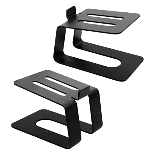 Techzere Desktop Speaker Stands 1 Pair for External Sound System Monitors or Computer Speakers - Home Office or Gaming Desk (Black) - Image 1