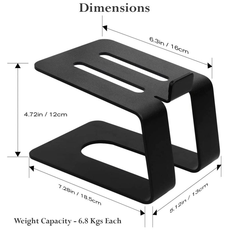 Techzere Desktop Speaker Stands 1 Pair for External Sound System Monitors or Computer Speakers - Home Office or Gaming Desk (Black) - Image 3
